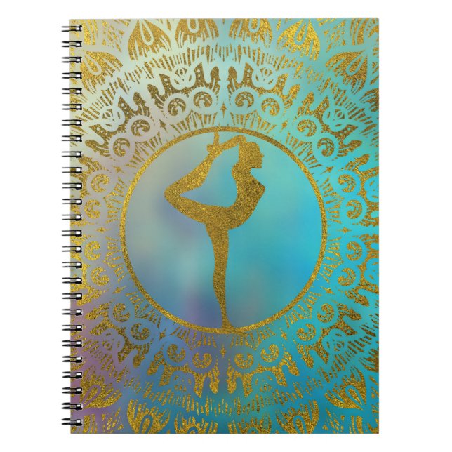 Yoga Asana Symbol in der GoldMandala Notizblock (Vorderseite)