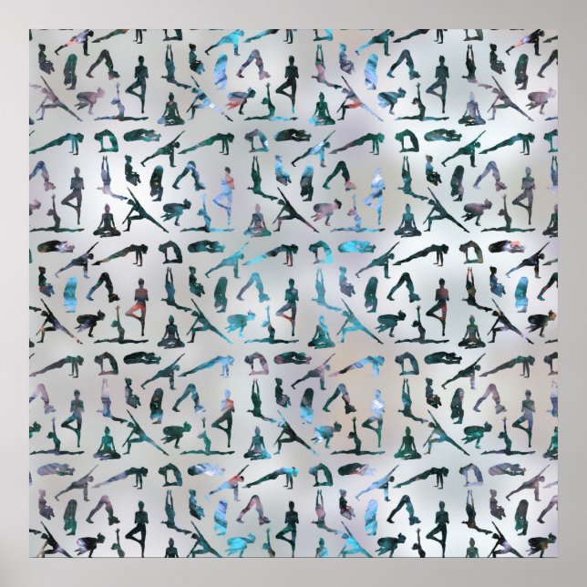 Yoga Asanas/Posen Muster Labradorit auf Perle Poster (Vorne)