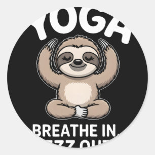 Yoga Atme Ein Zzz Aus Faultier _1 Runder Aufkleber
