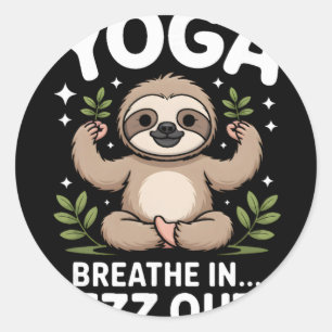Yoga Atme Ein Zzz Aus Faultier _2 Runder Aufkleber