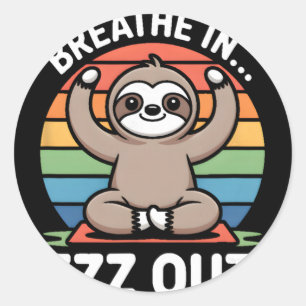 Yoga Atme Ein Zzz Aus Faultier _3 Runder Aufkleber
