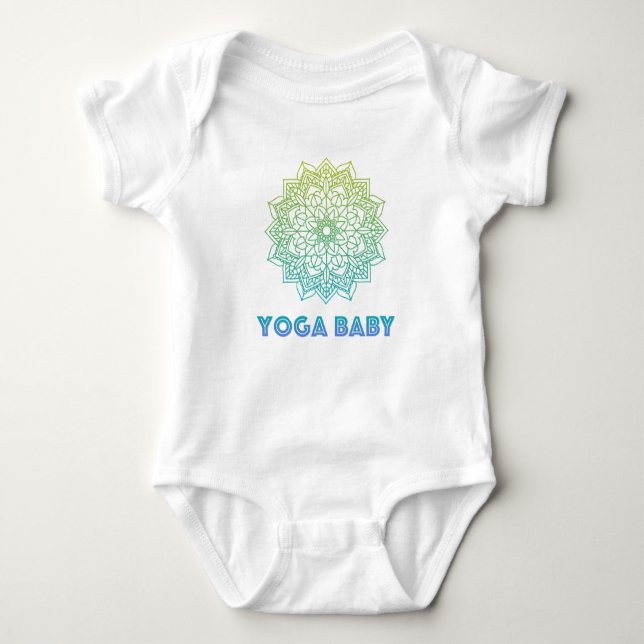 Yoga Baby Bodysuit mit grünem Mandala Strampler (Vorderseite)