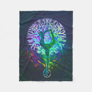 Yoga-Baum-Aura Fleecedecke