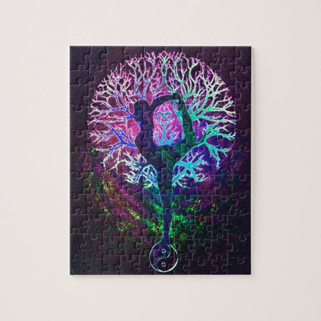 Yoga-Baum Friedensregenbogen (Vertikal)
