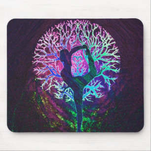 Yoga-Baum-Friedensregenbogen Mousepad