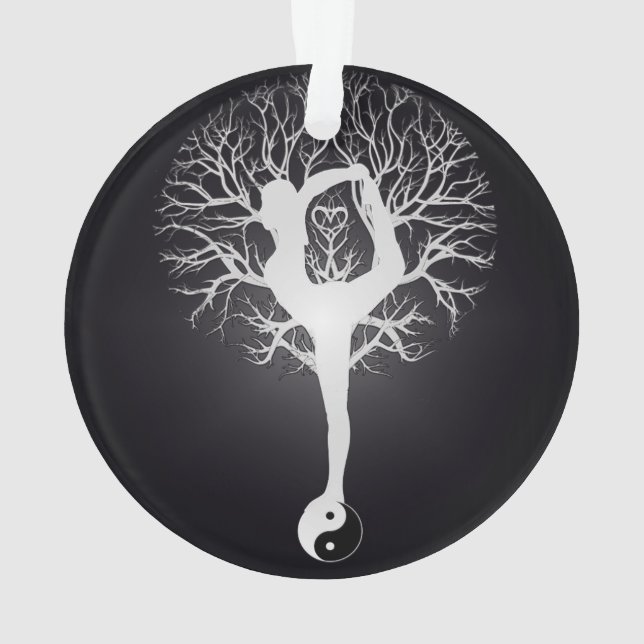 Yoga-Baum in Schwarzweiss Ornament (Rückseite)