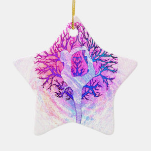 Yoga-Baum-Pastell-Regenbogen Keramikornament