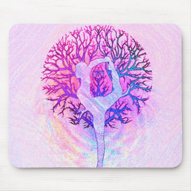 Yoga-Baum-Pastell-Regenbogen Mousepad (Vorne)