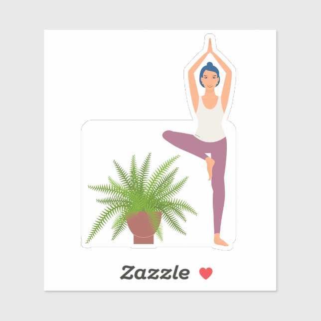 Yoga-Baum-Pose Pflanze in einem transparenten Aufk Aufkleber (Blatt)