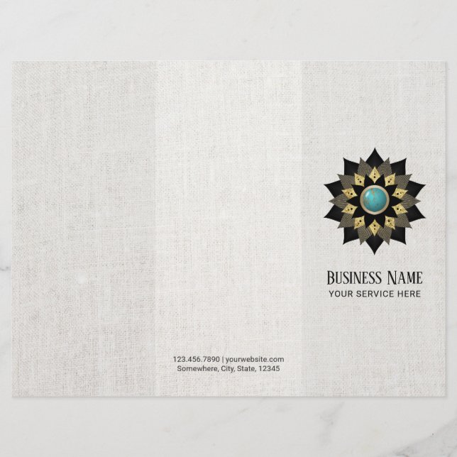 Yoga Black Gold Lotus Mandala Imitate Linen Trifol (Vorderseite)