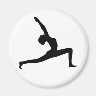 Yoga Black Silhouette Weibchen mit runden Magneten Magnet