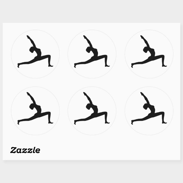 Yoga Black Silhouette Woman Posing Round Stickers (Blatt)