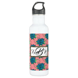 Yoga Blue Lotus Blume Monogramm Edelstahlflasche