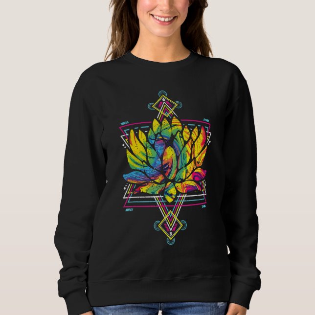Yoga Boho Flower Blossom Sacred Geometry Lotus Sweatshirt (Vorderseite)