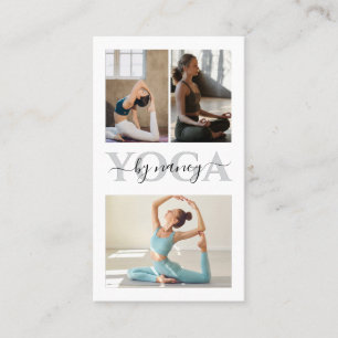 Yoga Bold Typografy Foto Collage Qr Code Visitenkarte