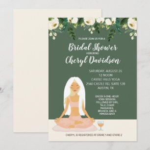 Yoga-Braut Brautparty Grün und Rosen Einladung