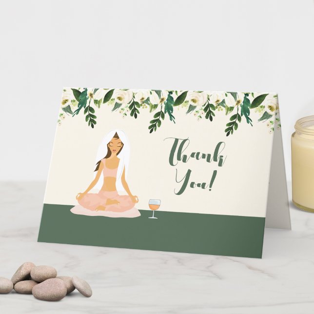 Yoga Bride Mimosa Brautparty Vielen Dank Dankeskarte (Yoga Bridal Shower Thank You Note Card)