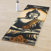 Yoga Buddha in Orange und Schwarz