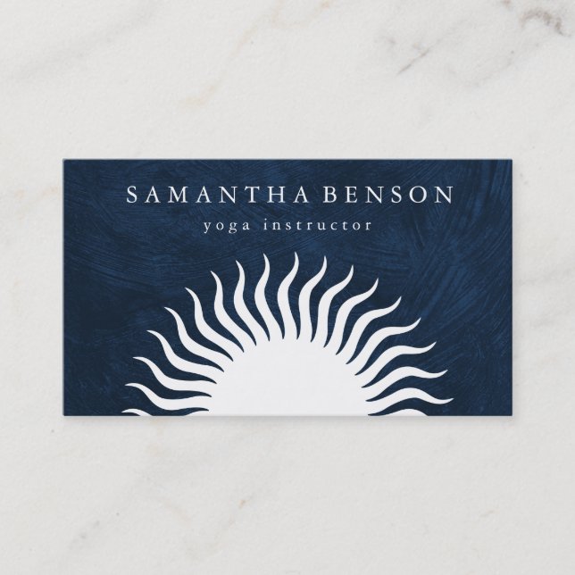 Yoga Business Card für elegante Black & White Sun  Visitenkarte (Vorderseite)