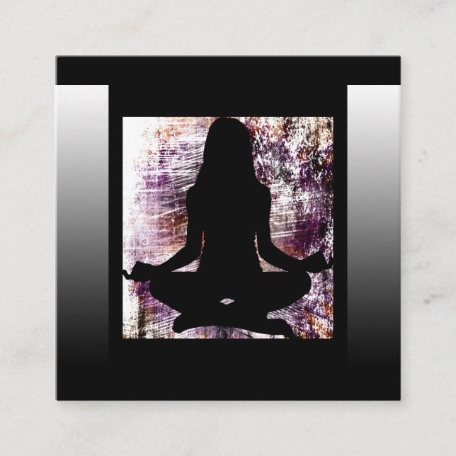 Yoga Business Cards für lila und Black Mediation Quadratische Visitenkarte (Vorderseite)