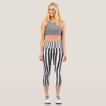 Yoga Capri Schwarze und weiße vertikale Streifen