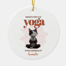 Yoga Cat Funny Paws and Breathe Personalisiert Keramik Ornament