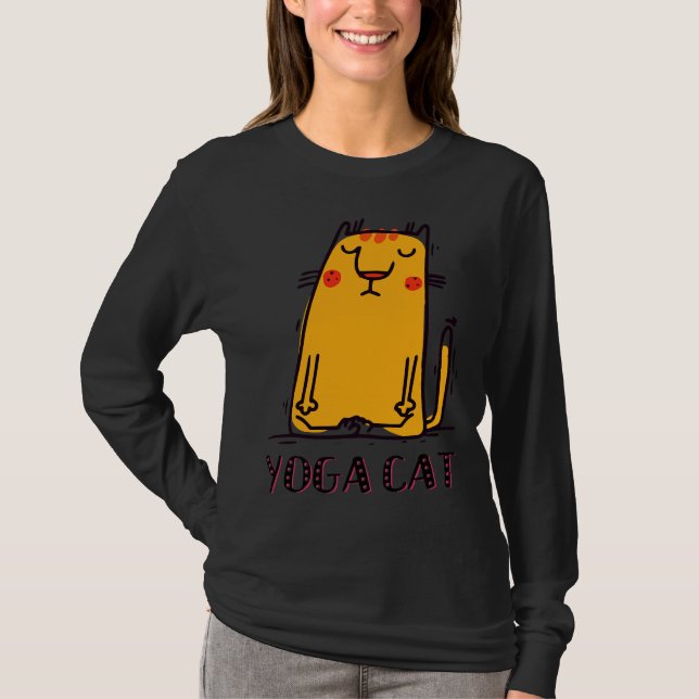 Yoga Cat Funny T-Shirt (Vorderseite)