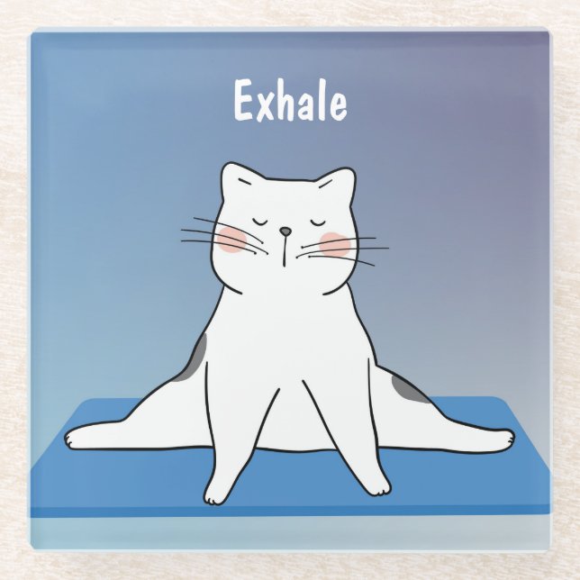 Yoga Cat Glass Untersetzer (Vorderseite)