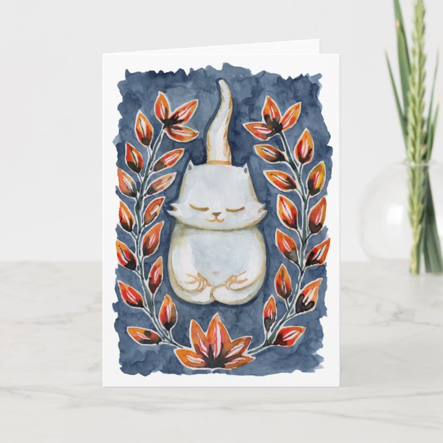 Yoga Cat Grußkarte Feiertagskarte (Vorderseite)