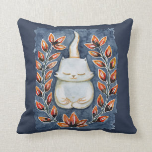 Yoga Cat Indigo Blue Throw Kissen