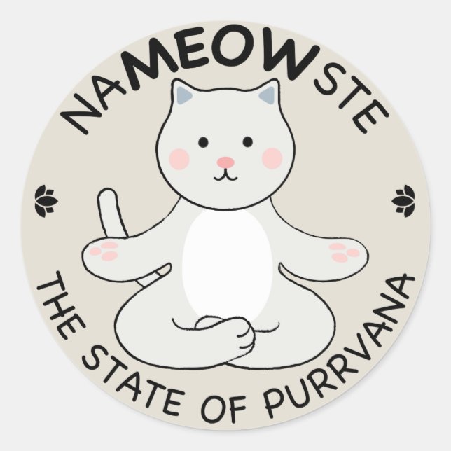 Yoga Cat - Namaste Runder Aufkleber (Vorderseite)