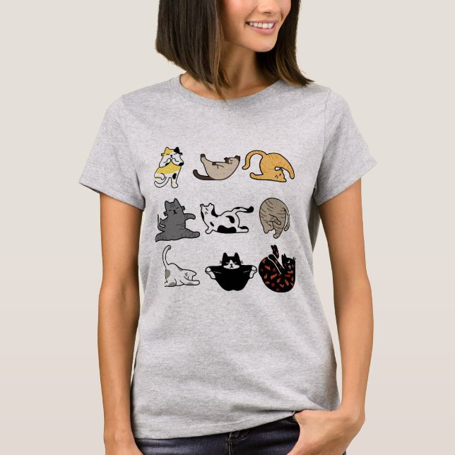 Yoga Cat Posen T-Shirt (Vorderseite)