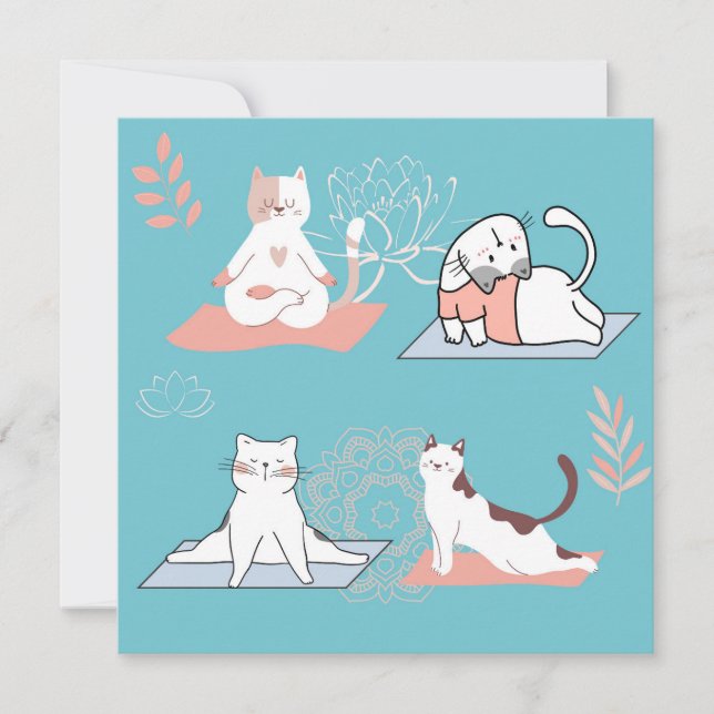 Yoga Cats Lotus Birthday Karte (Vorderseite)