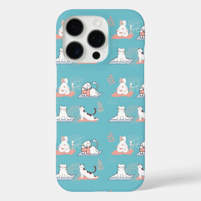 Yoga Cats Lotus iPhone 16 Pro Hülle (Rückseite)