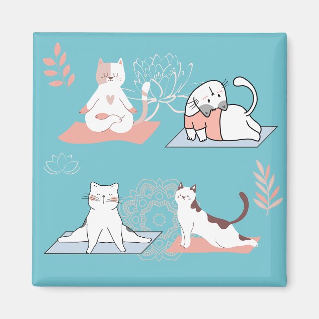 Yoga Cats Lotus Magnet (Vorne)