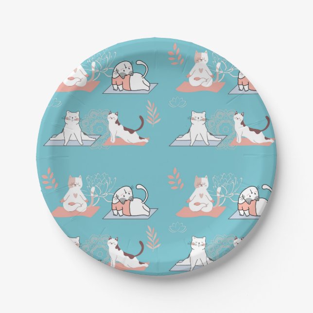 Yoga Cats Lotus Pappteller (Vorderseite)