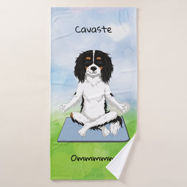 Yoga Cavalier King Charles Spaniel   (Serviette de bain)