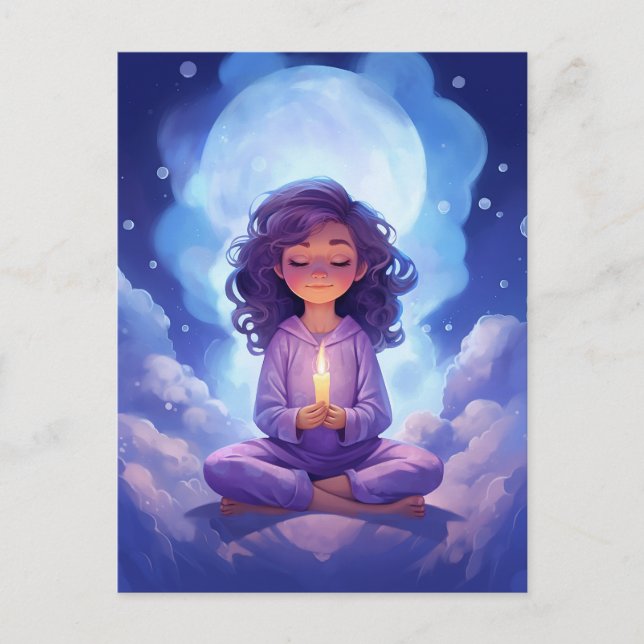 Yoga Celestius rosafarbene rosa blaue Wolken medit Postkarte (Vorderseite)