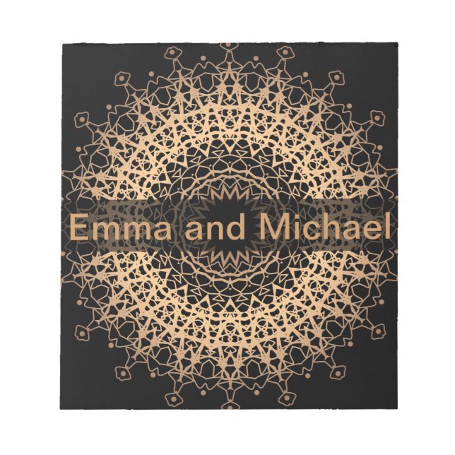 Yoga Center, Yoga, Sport, Mandala, Golden Mandala Notizblock (Vorderseite)