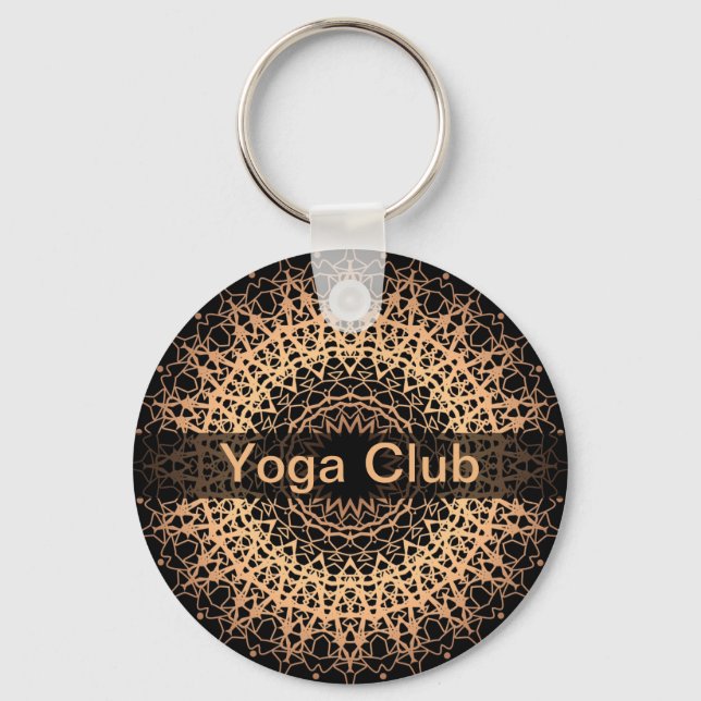 Yoga Center, Yoga, Sport, Mandala, Golden Mandala Schlüsselanhänger (Vorderseite)