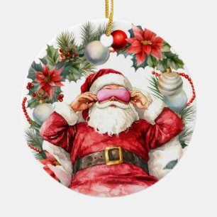 Yoga Christmas Santa Claus Keramik Ornament