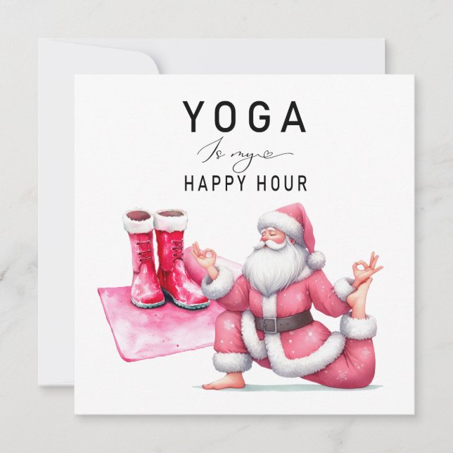 Yoga Christmas Santa Claus Posing Feiertagskarte (Vorderseite)