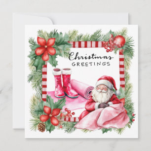 Yoga Christmas Santa Claus Posing Party Feiertagskarte
