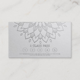 Yoga Class Pass White Silver Emboss Mandala Floral Treuekarte