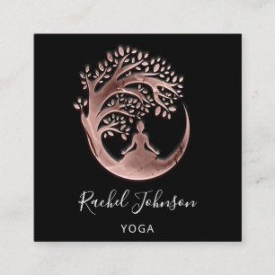 Yoga Classes School Logo Instructor QR Rose Heu S Quadratische Visitenkarte