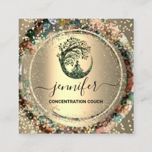 Yoga Couch Therapeut Logo QR Code Gold Confetti Quadratische Visitenkarte