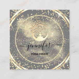 Yoga Couch Therapeut Logo QR Code Gold GlitterGray Quadratische Visitenkarte