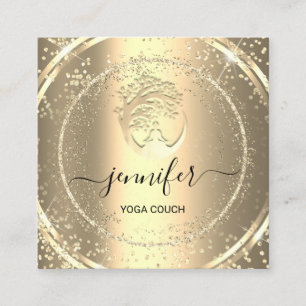 Yoga Couch Therapeut Logo QR Code Gold Glitzer Quadratische Visitenkarte