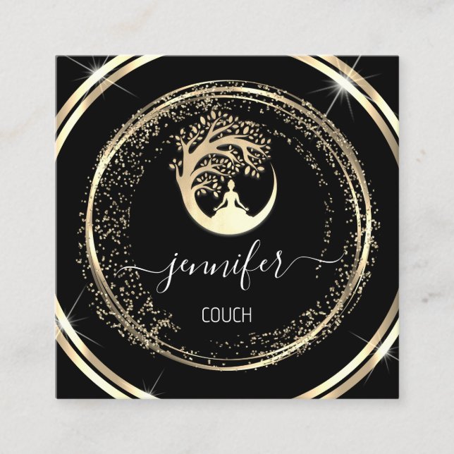 Yoga Couch Therapeutin Mindfullness QR CODE Black Quadratische Visitenkarte (Vorderseite)