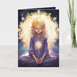 Yoga Crystal Lavender Gold zum Geburtstag Karte